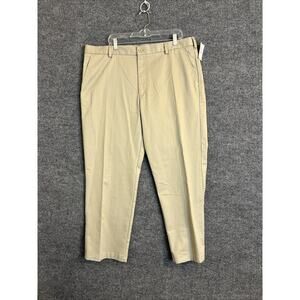 Izod Mens American Chino Pants Size 40 Tan Non Iron Straight Leg Flat Front New